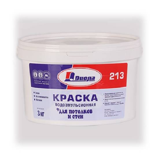 КРАСКА В/ЭМУЛЬС.Диола-213 белая матовая 3 кг